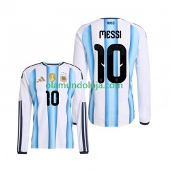 Camisola Argentina Lionel Messi 10 Homem Equipamento Primeiro Copa do Mundo 2026 Manga Comprida